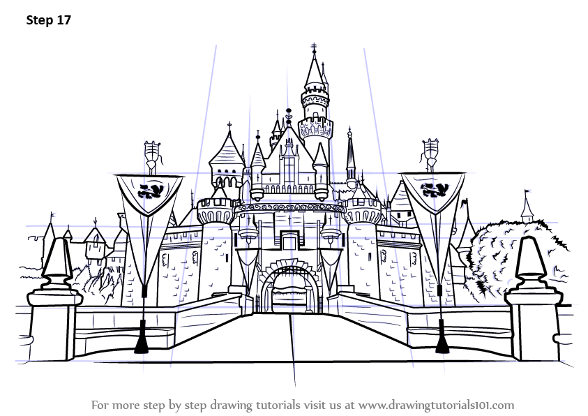 843x596 Learn How To Draw Disneyland Castle - Magic Kingdom Castle Drawing