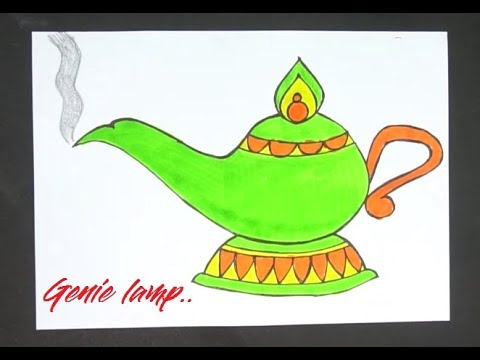 480x360 how to draw genie lamp drawing cute magic lamp step - Magic Lamp Drawing