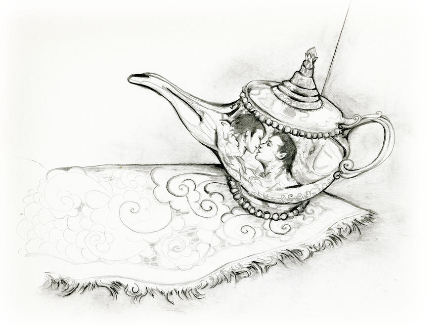 900x658 Huge Collection Of 'genie Lamp Drawing' Download More Than - Magic Lamp Drawing