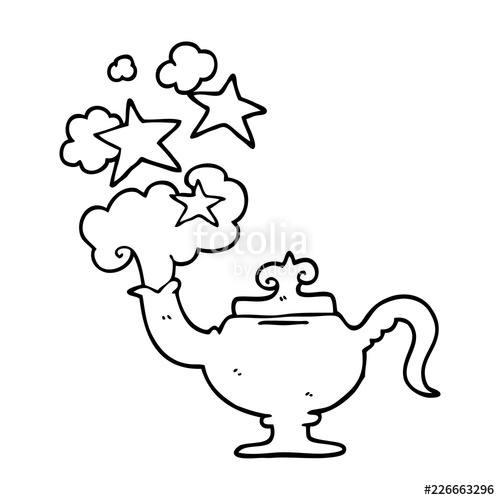 500x500 Line Drawing Cartoon Magic Lamp Stock Image And Royalty Free - Magic Lamp Drawing