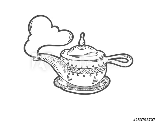 500x394 Sketch Drawing Icon Of Aladdin Magic Lamp - Magic Lamp Drawing