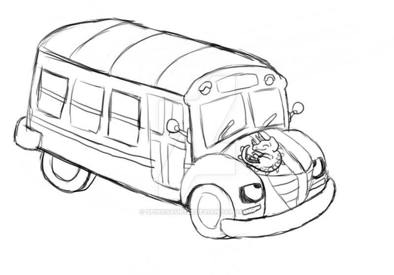 800x558 Liz And Bus Sketch - Magic School Bus Drawing