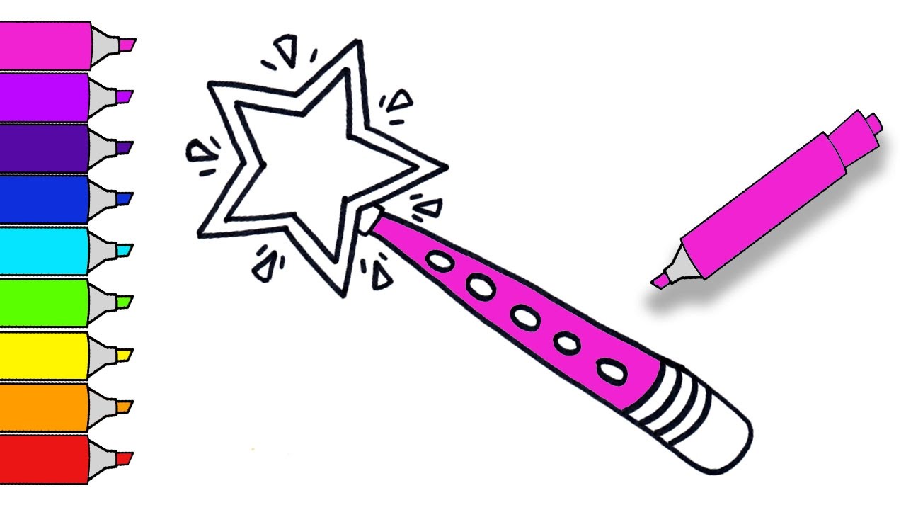 1280x720 how to draw a magic princess fairy wand teach drawing for kids - Magic Wand Drawing