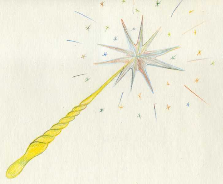727x600 how to draw a magic wand pencil stages - Magic Wand Drawing