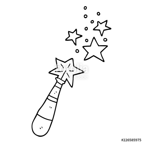500x500 line drawing cartoon magic wand stock image and royalty free - Magic Wand Drawing