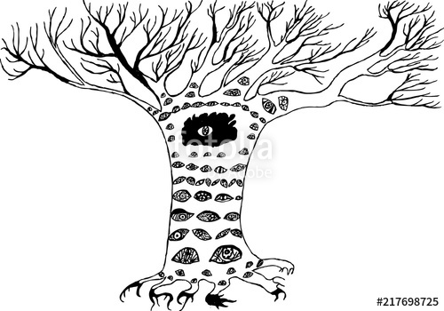 500x350 Vector Drawing Of A Magic Tree Stock Image And Royalty Free - Magical Tree Drawing