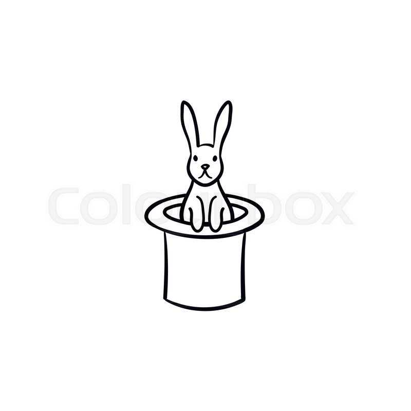 800x800 rabbit in a magician hat hand drawn stock vector colourbox - Magician Hat Drawing