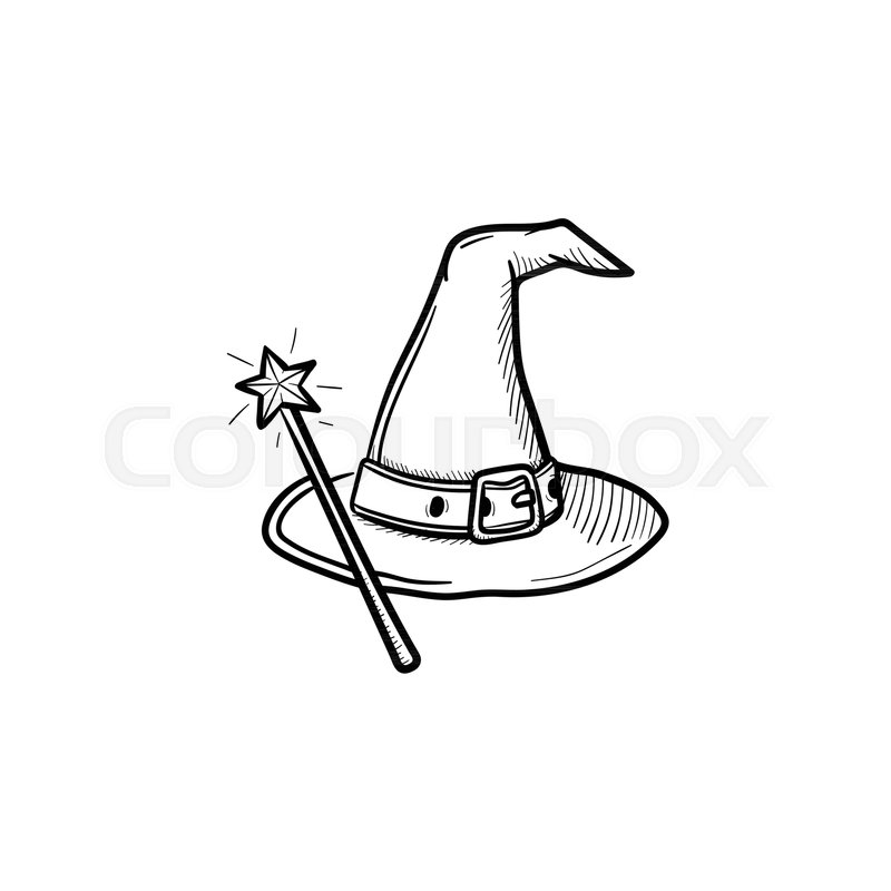 800x800 vector hand drawn wizard hat and magic stock vector colourbox - Magician Hat Drawing