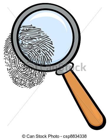 370x470 Magnifying Glass With Fingerprint Cartoon Character - Magnifying Glass Drawing