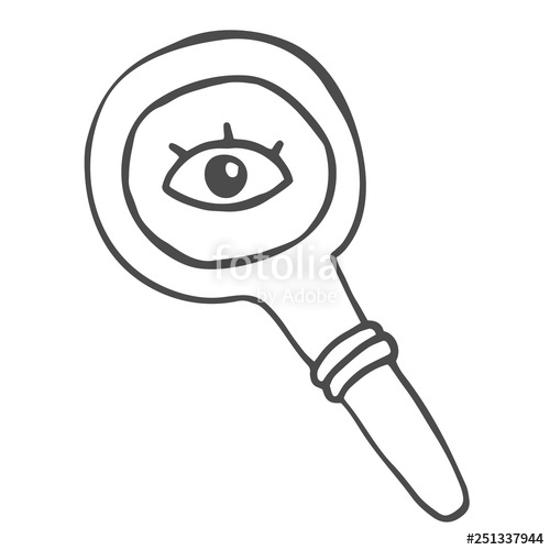 500x500 Quirky Drawing Of A Magnifying Glass With Eye Stock Image - Magnifying Glass Drawing