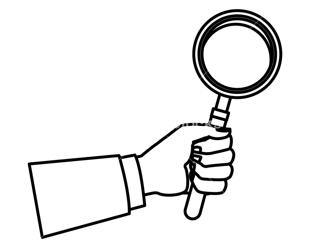 1000x800 Magnifying Glass Hand Holding Drawing In White Background Vector - Magnifying Glass Drawing