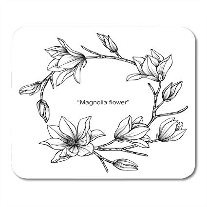425x425 emvency mouse pads blossom vintage wreath magnolia - Magnolia Drawing