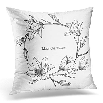 425x425 sdamas decorative pillow cover vintage wreath magnolia - Magnolia Flower Drawing