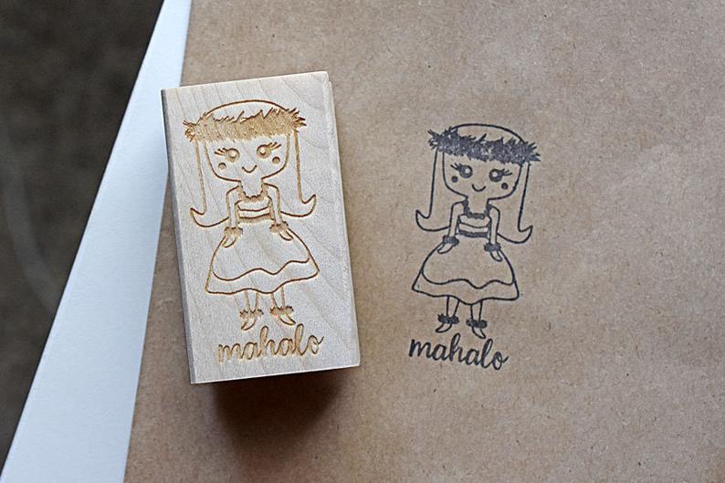 794x529 hula girl stamp mahalo stamp kahiko hula girl hawaii island etsy - Mahalo Drawing