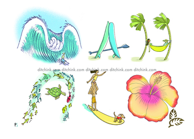 386x276 mahalo beach thank you card surf and mirth - Mahalo Drawing