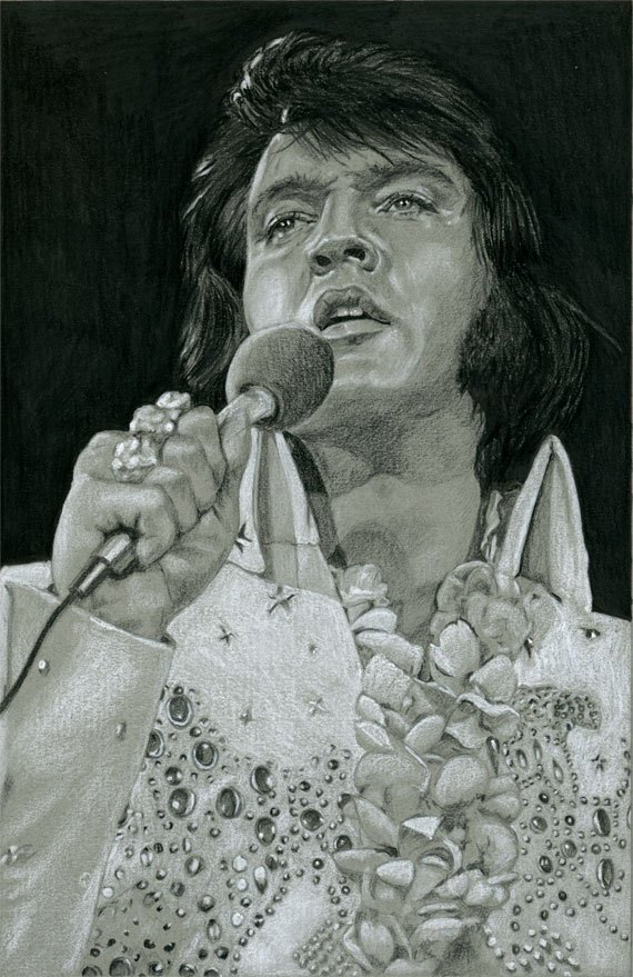 570x879 Elvis In Charcoal - Mahalo Drawing