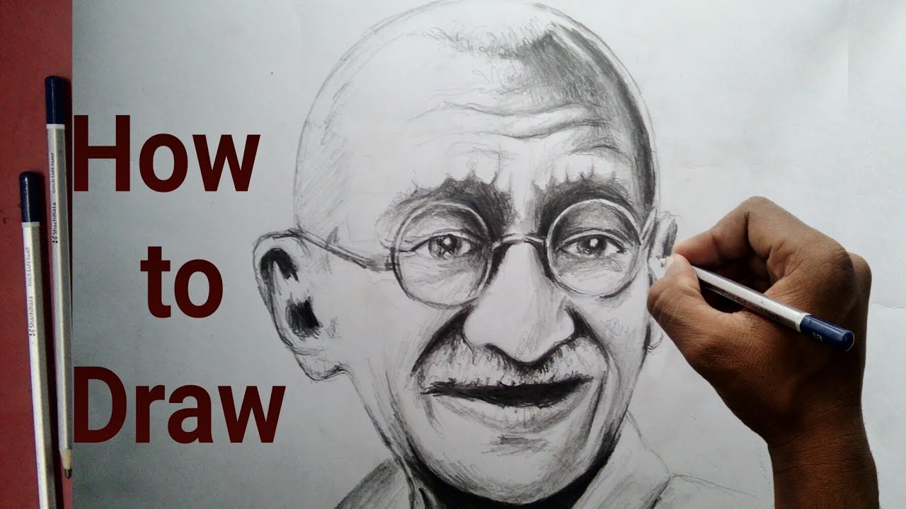 1280x720 how to draw mahatma gandhi step - Mahatma Gandhi Drawing