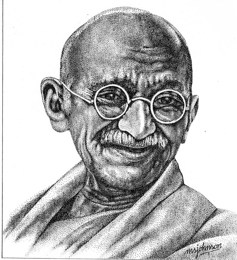 820x900 mahatma gandhi drawing - Mahatma Gandhi Drawing