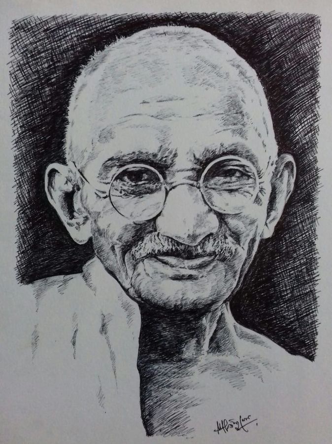 Mahatma Gandhi Drawing at PaintingValley.com | Explore collection of ...