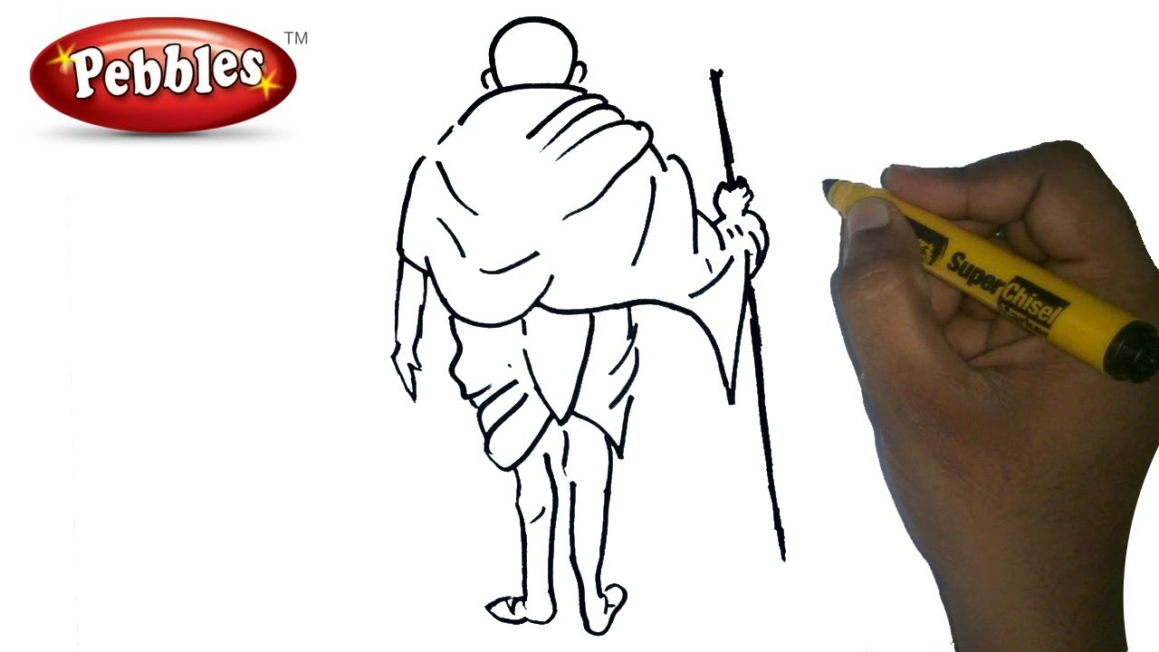 1280x720 gandhi jayanti drawing how to draw mahatma gandhi drawing - Mahatma Gandhi Drawing