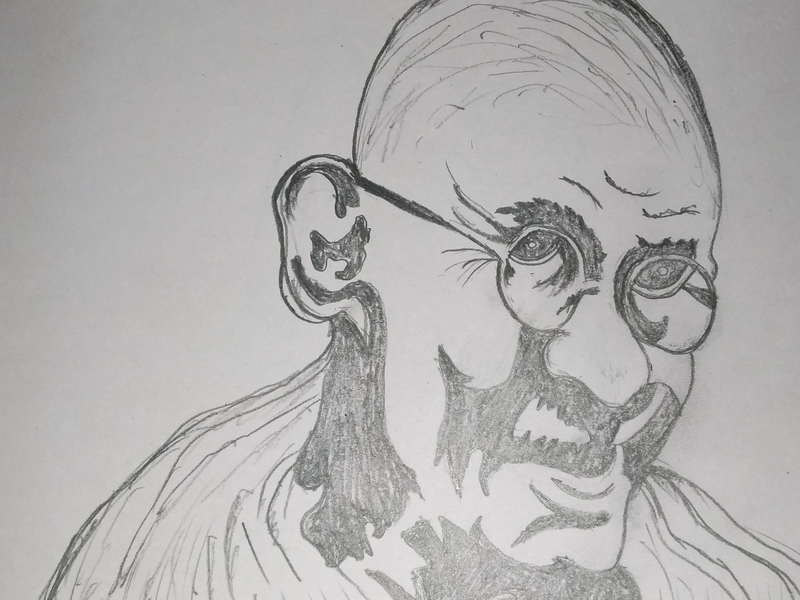 800x600 mahatma gandhi art - Mahatma Gandhi Pencil Drawing