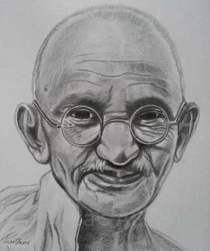 408x488 mahatma gandhi original celebrity portrait drawing portrait - Mahatma Gandhi Pencil Drawing