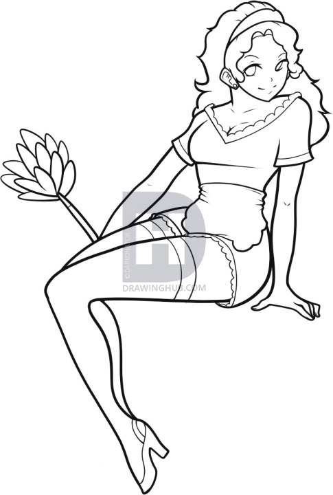 485x720 how to draw a maid, step - Maid Drawing