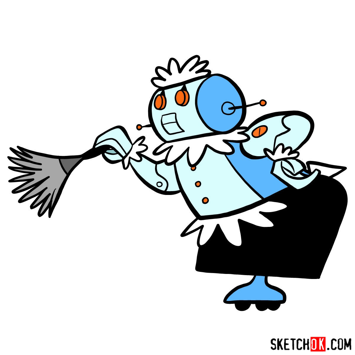 1200x1200 how to draw rosey the robot maid - Maid Drawing