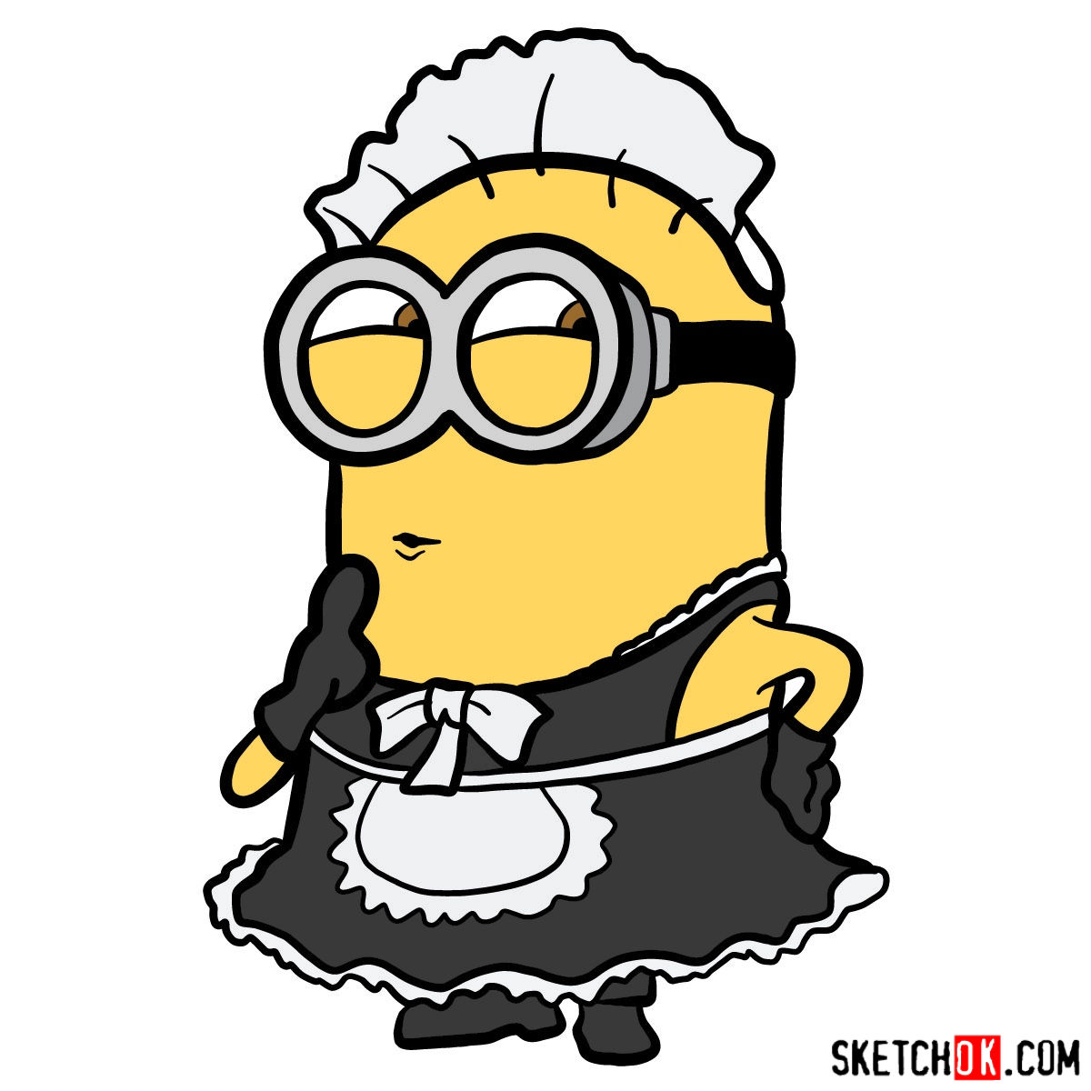 1200x1200 how to draw minion phil in maid suit - Maid Drawing