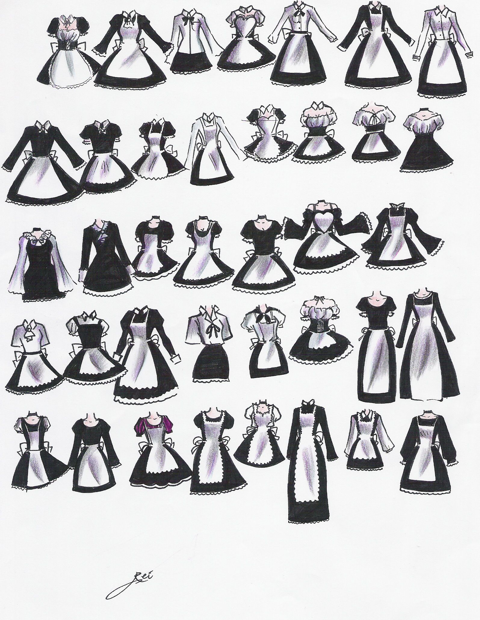 1595x2060 maid wear - Maid Drawing