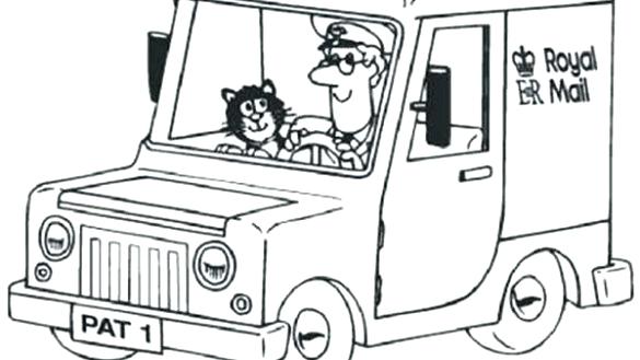 585x329 mail truck coloring - Mail Truck Drawing