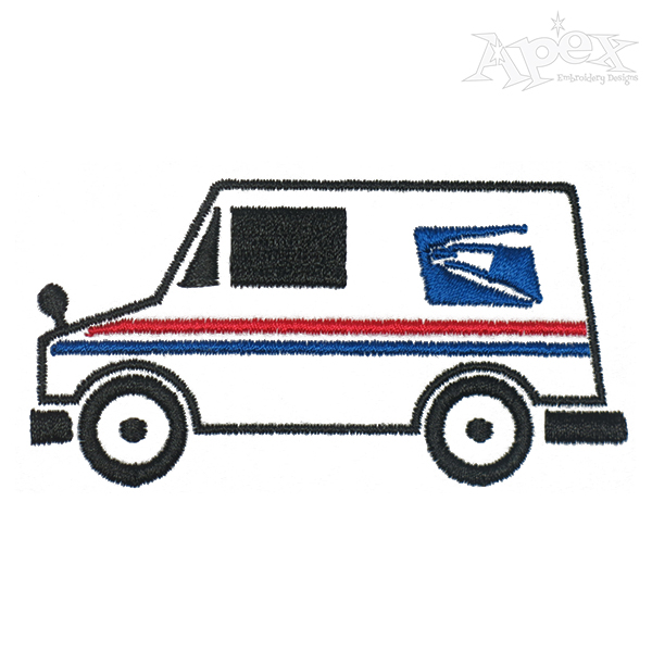 600x600 mail truck embroidery design - Mail Truck Drawing