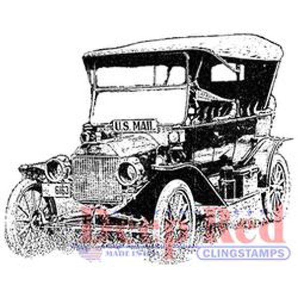 600x600 shop deep red cling stamp old mail truck - Mail Truck Drawing