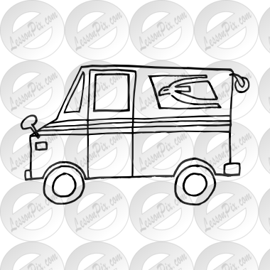 380x380 mail truck outline for classroom therapy use - Mail Truck Drawing