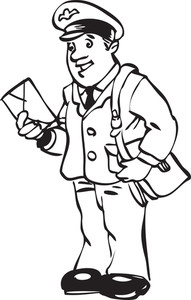 191x300 Illustration Of A Drawing Of A Happy Postman On A White Background - Mailman Drawing