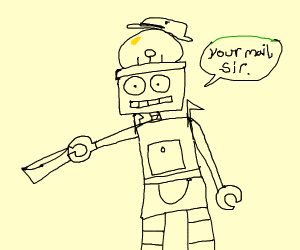 300x250 Robot Mailman Drawing - Mailman Drawing