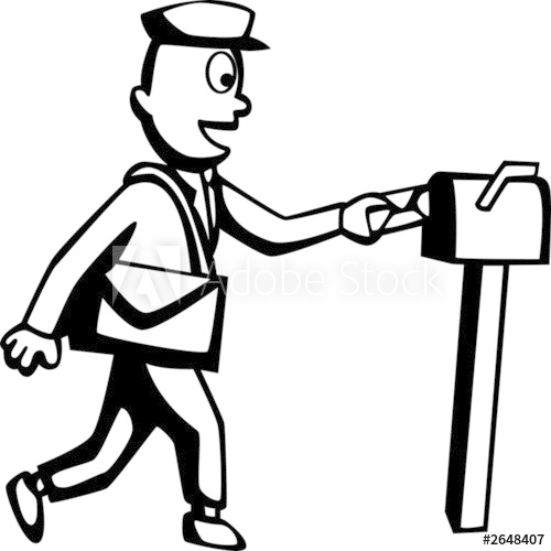 500x500 Mailman Delivering A Mail - Mailman Drawing