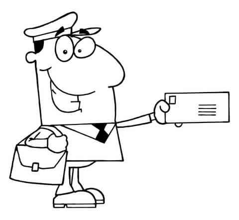 480x442 Cozy Design Mail Carrier Coloring - Mailman Drawing