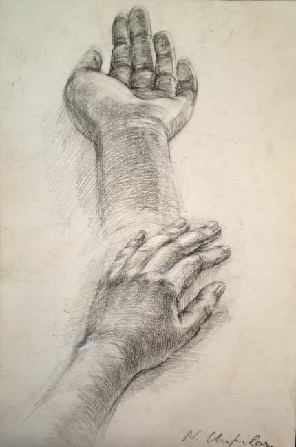 430x650 Etude De Main Gauche Drawing - Main Drawing