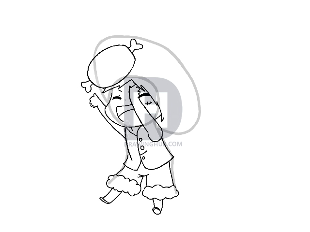 640x480 How To Draw A Chibi Luffy From One Piece, Step - Main Drawing