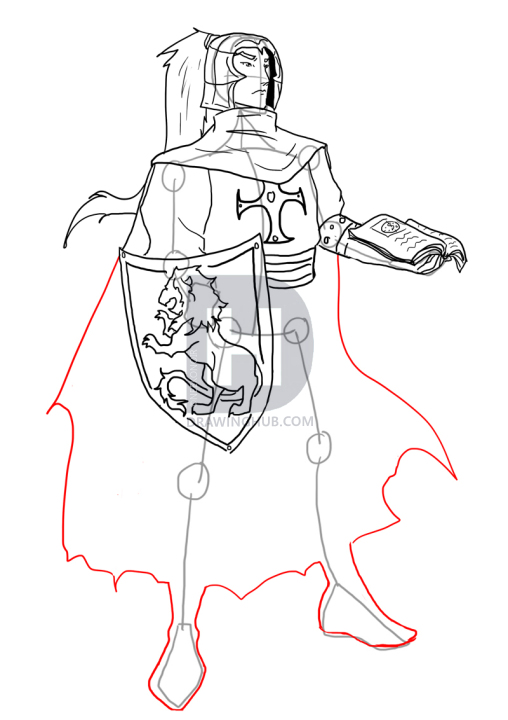 508x720 How To Draw A Paladin, Paladin, Step - Main Drawing