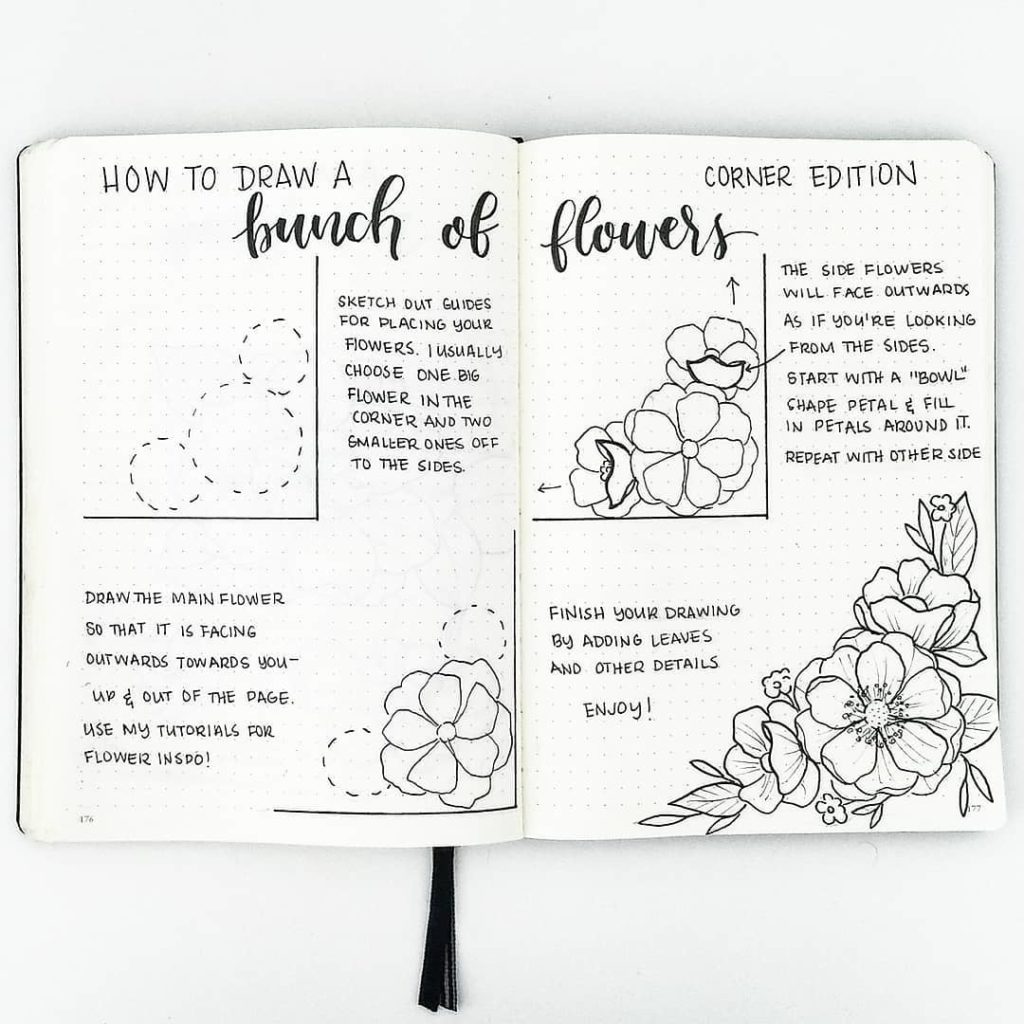 1024x1024 How To Draw Easy Flower Doodles For Bullet Journal Spreads - Main Drawing