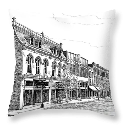 500x500 Franklin Main Street Throw Pillow For Sale - Main Street Drawing