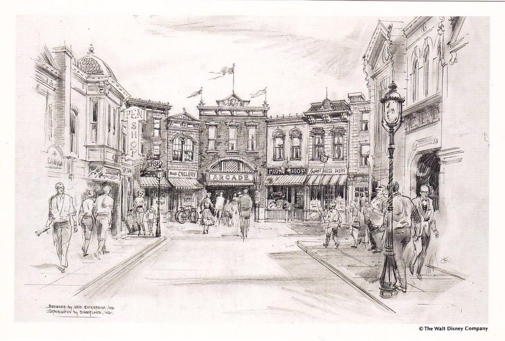 1024x692 Main Street Usa, Disneyland - Main Street Drawing