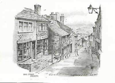 400x289 Postcard Main Street, Haworth Pencil Drawing - Main Street Drawing