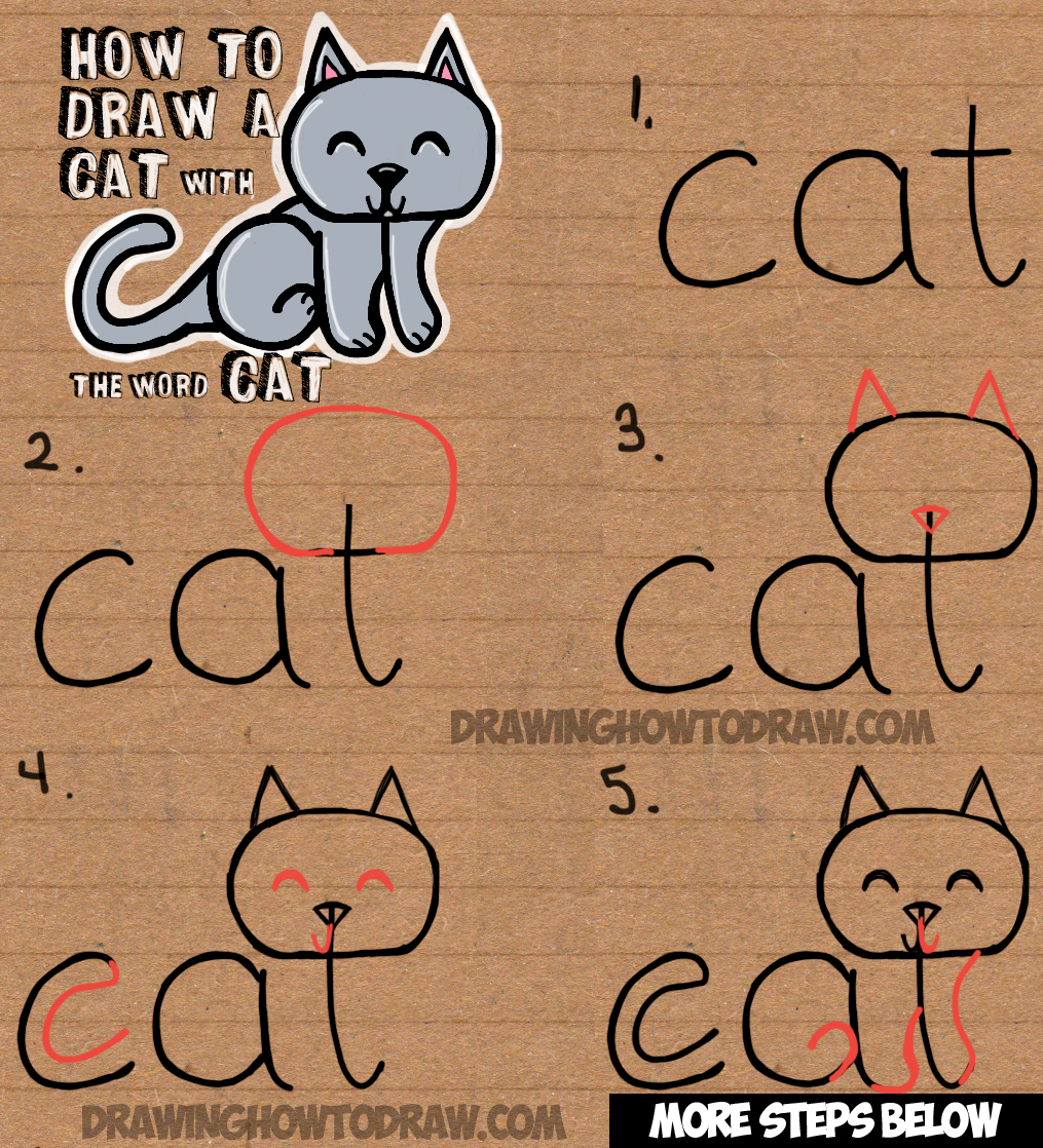 1015x1118 How To Draw A Cat From The Word Cat Easy Drawing Tutorial For Kids - Make A Picture Into A Drawing