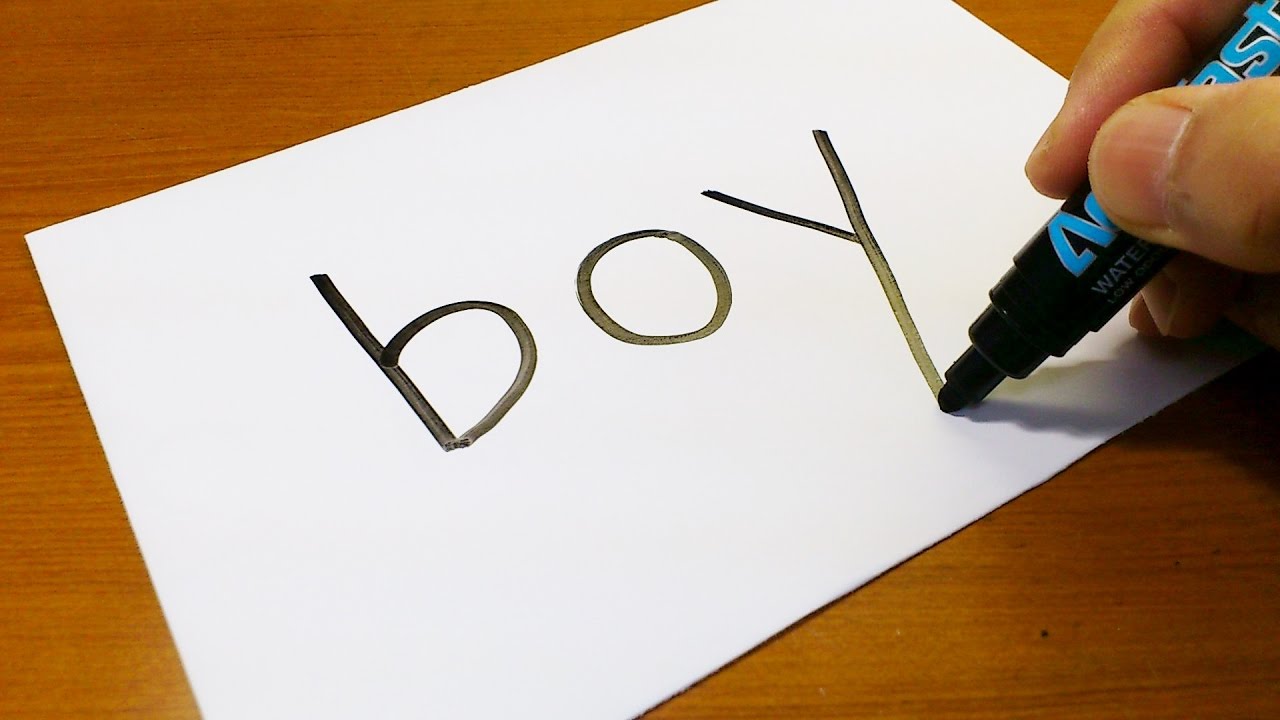 1280x720 Very Easy ! How To Turn Words Boy Into A Cartoon - Make A Picture Into A Drawing