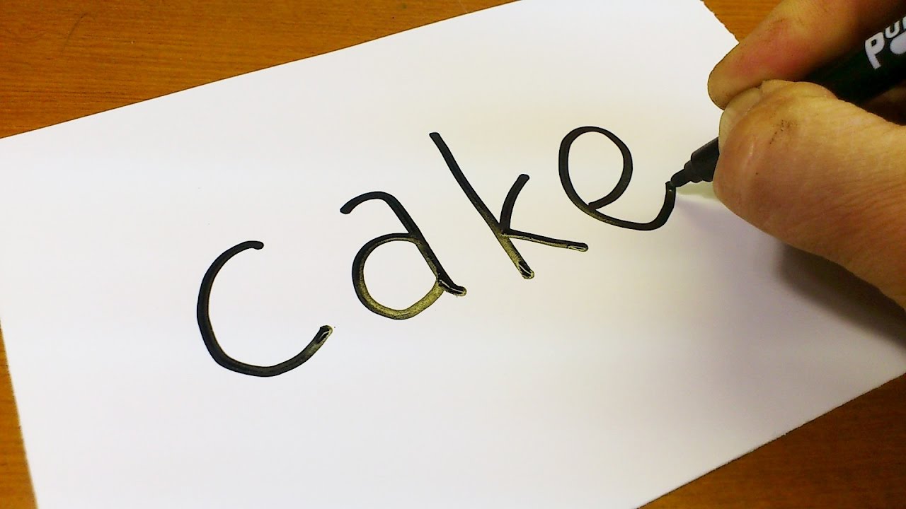 1280x720 Very Easy ! How To Turn Words Cake Into A Cartoon For Kids - Make A Picture Into A Drawing