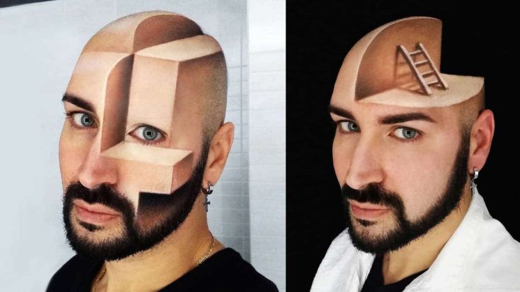 745x419 this artist transforms his face into stunning optical illusions - Makeup Art Drawing