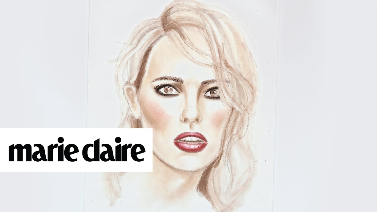1280x720 watch this artist draw a face using only makeup marie claire + - Makeup Art Drawing